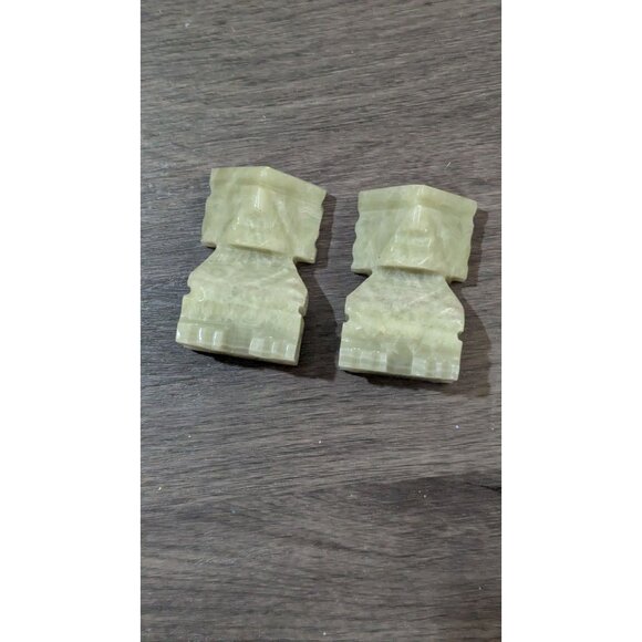 Hand-Carved Light Green Alabaster  Marble Mayan inspired Tiki  Figurines 2.5" - Picture 4 of 7